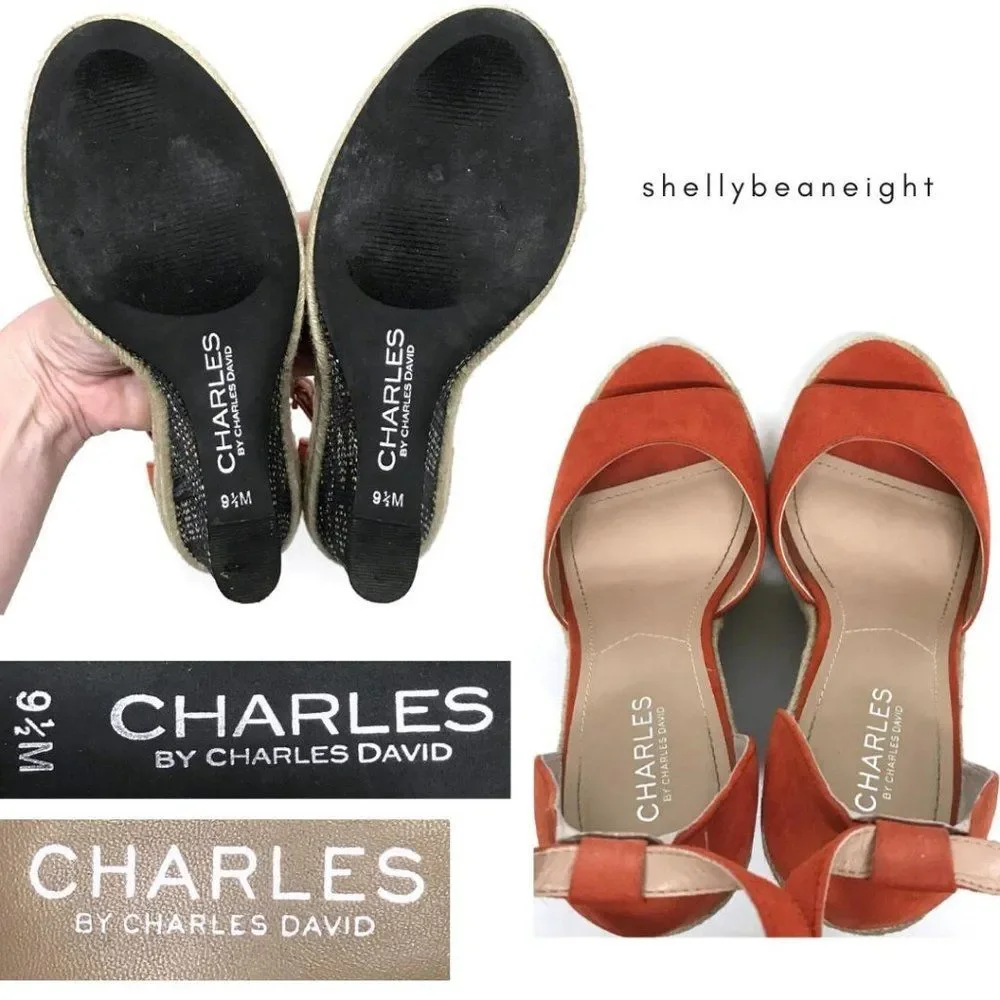 CHARLES DAVID BAY Wedge Ankle Sandals 9.5 in BOX